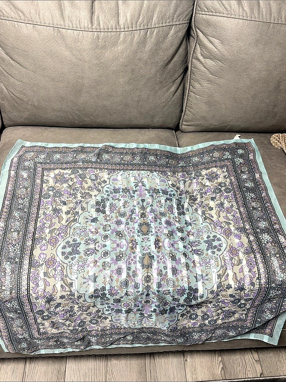 Floral Print Scarf in Blue & Purple
